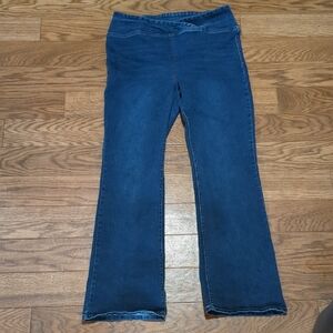 Blue Flare Wide Leg Jeans with Elastic Waistband